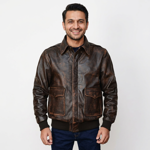 High Quality Vintage Style Light Weight <b>Men's</b> <b>Leather</b> <b>Jacket</b> Durable and Anti-Wrinkle for Winter <b>jacket</b> for <b>men</b> - Product Image 1