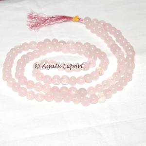 108 perles de quartz rose et d'améthyste sculptées, style Jap Mala, pierres précieuses de haute qualité du Gujarat - Product Image 6
