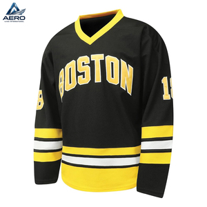 Cómodo y duradero jersey de hockey sobre hielo de la mejor tela, ligero, en colores amarillo y negro, precio de fábrica, uniforme de equipo. - Product Image 2