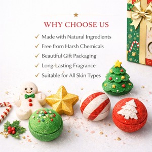 Bombas de baño herbales premium para Navidad, bombas de baño aromáticas con aceites esenciales, set de bolas de baño con fragancia personalizada, etiqueta privada OEM. - Product Image 6