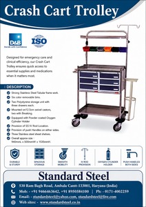 Chariot d'urgence hospitalier en acier inoxydable avec 6 tiroirs, support pour perfusion IV, porte-bouteille d'oxygène, bacs de rangement pour médicaments, durable - Product Image 2