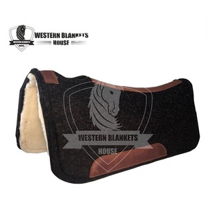 Best Quality Woolen Felt Western Saddle Pads High Quality Leather Fleece Lining Comfortable Far Fleece Breathable Horse Riding - Product Image 1