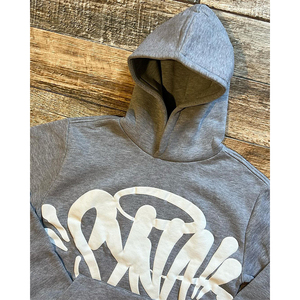 Chándal Gris con Capucha para Hombre, Sudadera Larga de Algodón con Estampado de Letras Blancas, Estilo Urbano, Corte Regular, Unisex - Product Image 2