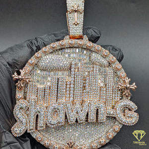 Pendentif personnalisé avec nom, diamant de laboratoire VVS en argent sterling 925, bijoux sur mesure pour homme - Product Image 1