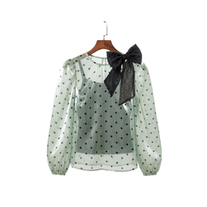 Nueva llegada, Top con diseño de flores de organza para mujer, Top elegante y transpirable, ropa informal de moda para primavera/verano para mujer - Product Image 4