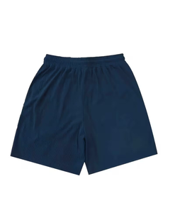 Men's Navy Blue Corduroy Bermuda Shorts With Orange And Green Side Stripe Drawstring Waist Casual Athletic Style - Product Image 4
