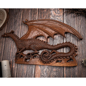 Décoration artistique en bois naturel représentant un dragon, fabricant OEM de figurines de dragon en bois, statue de dragon traditionnelle sculptée dans le bois - Product Image 6
