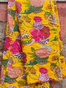 Indian Handmade Floral Print Kantha <b>Quilt</b> Hand Stitched Reversible Cotton Bedding <b>King</b> <b>Size</b> Bedcover <b>Bedspread</b> Home Hotel Decor - Product Image 2