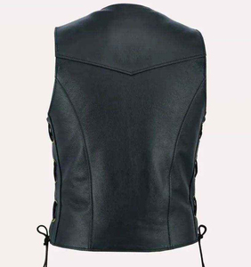 Gilet de motard sans manches en cuir véritable, design personnalisé, nouvelle collection 2026, style vintage, écologique, pour l'hiver, avec boutons et fermeture éclair - Product Image 3