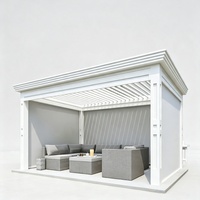 Gazebo d'extérieur autoportant en aluminium avec structure thermolaquée gris foncé et système de toit à persiennes réglables pour terrasse Quartz