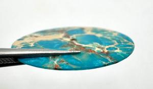 หน้าปัดนาฬิกา K Gems Blue Sediment Jasper ขนาด 33x0.60 มม. รูตรงกลาง 2 มม. พลอยขัดเงาด้านเดียว อะไหล่นาฬิกาหรูสั่งทำพิเศษ - Product Image 5