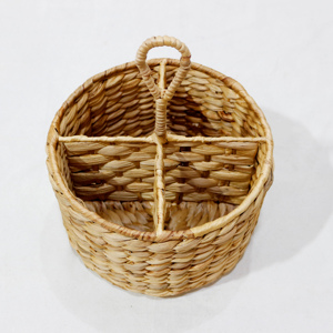 Round Handmade <b>Straw</b> Storage <b>Basket</b> Woven With Handle Bohemian Style For Living Room Neatening - Product Image 2