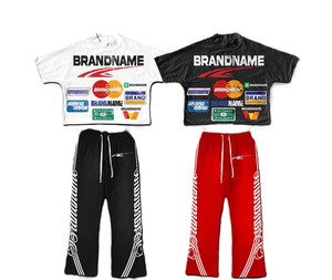 Survêtement de sport pour homme personnalisé, en coton épais imprimé, avec pantalon à coupe évasée et pantalon droit, et sweat à capuche - Product Image 2