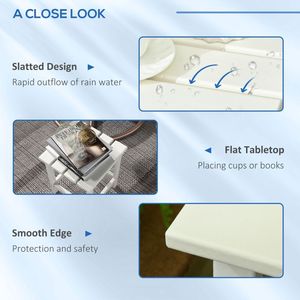 Tavolino da Esterno Adirondack Bianco 15 Pollici in HDPE Resistente alle Intemperie per Veranda, Piscina, Balcone - Product Image 4