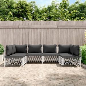 Conjunto de Muebles de Jardín Modulares Medianos de Tela Tejida Blanca para Patio - Product Image 1