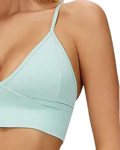 Conjunto de sujetador sin costuras y pantalones cortos de cintura alta para mujer, color verde menta, suave, elástico, transpirable, moldeador, ropa deportiva, conjunto para hacer ejercicio y fitness. - Product Image 2