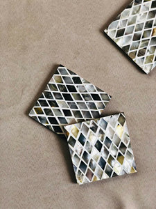 2025 Luxury Handcrafted Mother Pearl Square Coasters Eco-Friendly 4 Inch Elegant <b>Mosaic</b> Upscale Dining Home Decor Classic - Product Image 2
