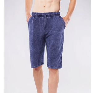 Shorts pour hommes de haute qualité, délavés, effet soleil, style vintage, streetwear, déchirés, en tissu épais, délavés à l'acide - Product Image 1
