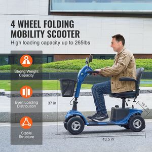 Scooter Elettrico Pieghevole a 4 Ruote per Adulti e Anziani, Autonomia di 12 Miglia, Scooter per Disabili in Alluminio - Product Image 2