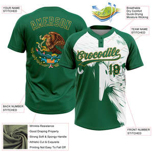 Camiseta de Béisbol Unisex Splendid Apparel con Estampado por Transferencia de Calor Personalizado, Yourteams 00, Verde y Blanco, Poliéster, Manga Corta, Absorbe la Humedad - Product Image 2