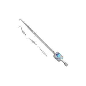 Kit de Instrumentos Restauradores Dentales Manuales de Acero Inoxidable para Remover Coronas y Puentes, con 3 Puntas Intercambiables, Certificado CE - Product Image 1