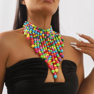 Collier de perles irrégulières en résine faites à la main, multicolores, bijoux de mode, artisanat moulé, pour femmes et filles - Meilleures ventes - Product Image 1