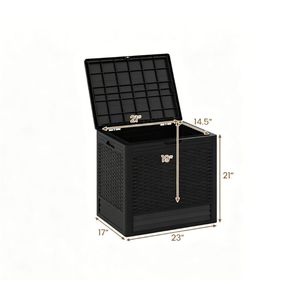 Caja de Almacenamiento para Terraza de Mimbre Resistente a la Intemperie de 25 Galones # # # #   Mesa Auxiliar de Almacenamiento para Patio Exterior - Product Image 2
