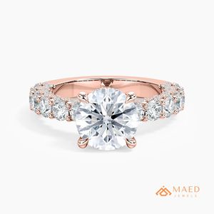 Bague en grappe de moissanite pour femme, plaquée or rose, bijou de luxe pour fiançailles, mariage, anniversaire, fête, élégant pour le quotidien - Product Image 1