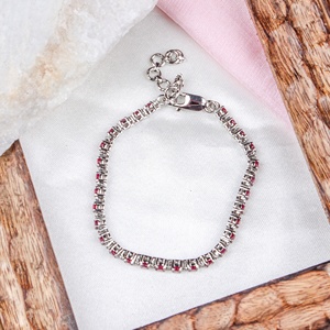 Memoria Jewels Women's 2026 Latest High Quality Ruby Faceted Cut Gemstone Cubic Zircon 925 Sterling Silver Trendy <b>Bracelet</b> - Product Image 2
