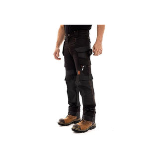 Men's Black Hi Visibility Work Pants Multiple Pockets Abrasion Resistant Polyester Material CE Certified Uniform Workwear - Product Image 5
