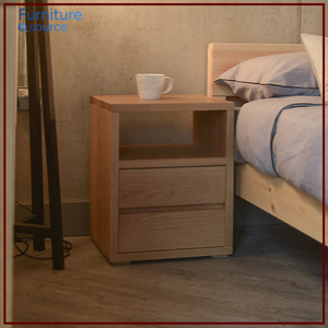 Asymmetrical Drawer Nightstand, <b>White</b> and Wood Nightstand from Vietnam, Unique Design for Modern Rooms - Product Image 5