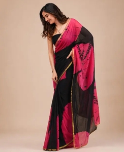 Sari en coton Mulmul de qualité supérieure pour femmes KV avec bordure Zari, style traditionnel, séchage rapide, réversible, saison automne - Product Image 4