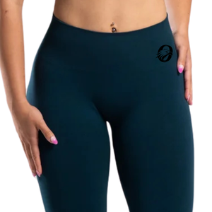 Leggings de compression sans couture taille haute bleu sarcelle pour femme, idéaux pour la gym, le fitness, le yoga, la course à pied, l'entraînement, résistants aux squats, extensibles dans quatre directions - Product Image 3