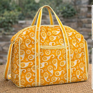 Sac de voyage en coton imprimé à la main de style bohème vintage indien, design matelassé, sacs de shopping imprimés uniques, compagnon de voyage - Product Image 1