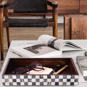 Bandeja de servicio con incrustaciones de hueso de alta calidad, accesorio para el hogar, diseño de bandejas de servicio por Artisan Craft - Product Image 1