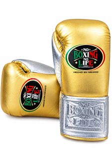 ถุงมือชกมวยหนังวัวแท้สีเงินเมทัลลิกและสีทองแบบสั่งทำพิเศษ รุ่น No Boxing No Life สำหรับผู้ใหญ่ รุ่น CP-BG-129 - Product Image 3