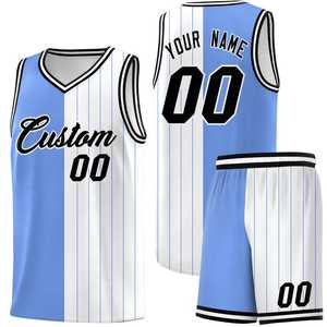 Ensemble de maillots de basket-ball personnalisés rayés noir et gris, col en V, sans manches, impression sublimée, maille respirante, unisexe adulte - Product Image 2