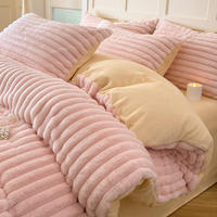 Vente en gros de linge de lit de luxe en velours épais, ensemble de draps plats pour lit king size, ensemble de literie pour la maison