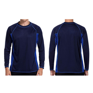 Men's Long Sleeve Rash Guard <b>Blue</b> Quick Dry Athletic <b>Base</b> <b>Layer</b> Top Full Sleeve Polyester Sport Wear - Product Image 2
