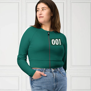 Traje de Baño Verde Personalizado para Cosplay, con Capucha, de Lona Sólida, de Verano, de Dos Piezas, Top Corto de Manga Larga + Braguita de Bikini - Product Image 6