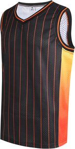 Maillot de basketball sans manches à col en V, color-block, sublimé, en polyester anti-humidité, pour adulte, toutes saisons - Product Image 3