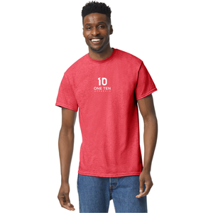 Camiseta para Hombre en Rojo Escarlata Jaspeado, Algodón Premium, Cuello Redondo, Manga Corta, Personalizable con Logotipo para Venta al Por Mayor - Product Image 2
