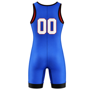 Singlet de Lucha Sublimado Azul Rey para Hombre, Uniforme de Lucha Atlético Ligero de Poliéster, Ropa Deportiva para Entrenamiento y Alto Rendimiento - Product Image 3