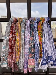 Women's <b>Large</b> Block Print Soft Cotton Sarongs Vintage Stylesh Bohemian Beach Sarong Warps Boho Cotton Neck Head Warp Holiday - Product Image 5