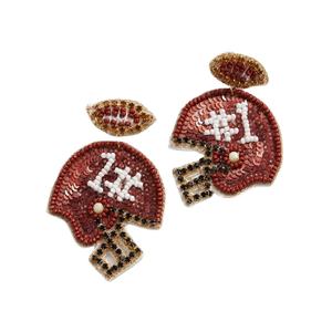 Olivia Mark Vibrant Crimson Glazed Rugby Boucles d'oreilles en forme de perles à la main Bijoux de corps Motif de balle pour les mariages Fêtes Cadeaux - Product Image 3