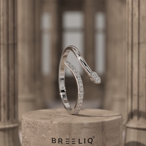 14K Solid Gold Bypass Ring Open <b>Wrap</b> Lab Grown Diamond Ring Leaf Tip Designer Ring for Women - Product Image 1