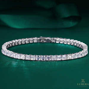 Asscher Cut Lab Grown Diamond Tennis <b>Bracelet</b> 9K 10K 14K 18K Yellow Gold <b>Bracelet</b> for Women Wedding Anniversary Gift - Product Image 1