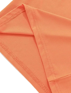 Débardeur court côtelé orange pour femme, col rond, sans manches, couleur unie, respirant, en Spandex/Nylon, coupe ajustée, pour le yoga, avec logo frontal - Product Image 5
