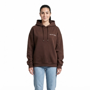 Women's <b>Brown</b> Pullover Hoodie <b>Fleece</b> Sweatshirt Casual Oversized Hooded Top Custom Logo Streetwear - Product Image 1