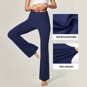Womens Flared <b>Leggings</b> Workout Tights <b>With</b> <b>Pockets</b> Tummy Control Athletic Sports Running Training Gym Fitness Trousers - Product Image 3